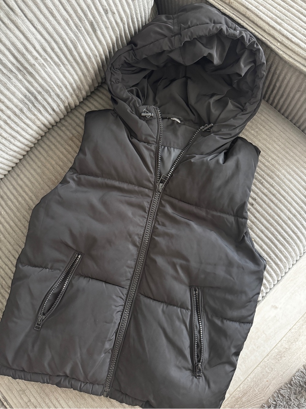 H&M Black Hooded Puffer Vest